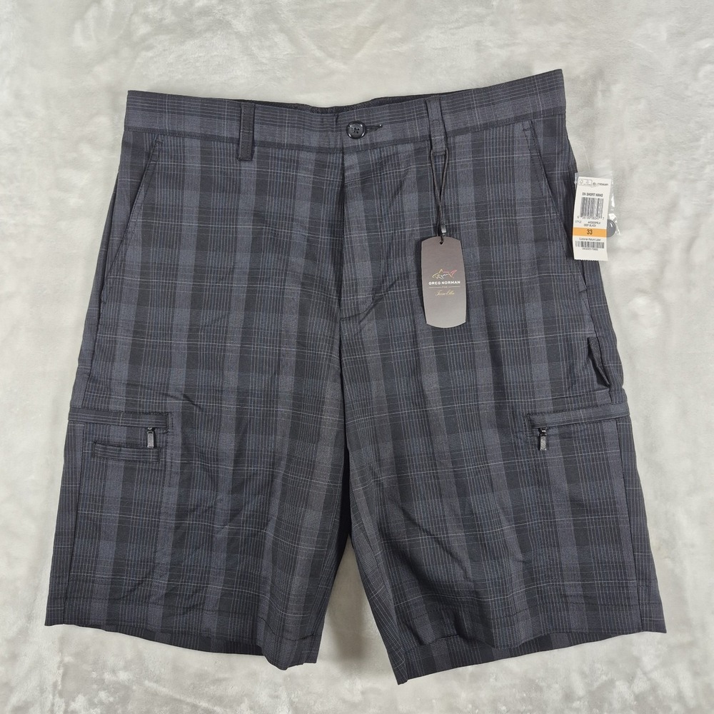 Greg Norman Tasso Elba Shorts Men's 33 Black 10" Inseam‎ Golf Casual Comfort NWT